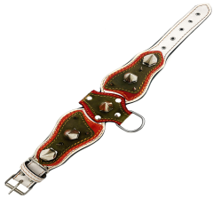 Silver Big Spiked Layered Handmade Leather Dog Collar