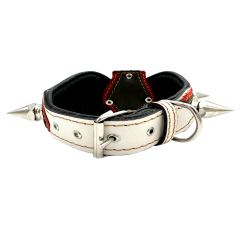 Silver Big Spiked Layered Handmade Leather Dog Collar
