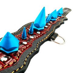 Blue Big Spiked Handmade Leather Dog Collar