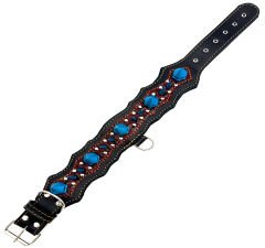 Blue Big Spiked Handmade Leather Dog Collar
