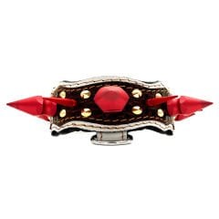Red Big Spiked Crocodile Embossed Handmade Leather Dog Collar