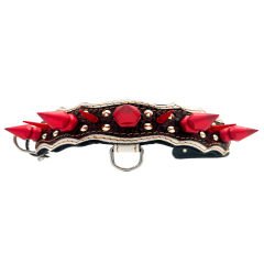 Red Big Spiked Crocodile Embossed Handmade Leather Dog Collar