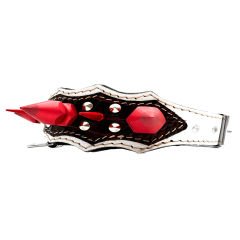 Red Big Spiked Crocodile Embossed Handmade Leather Dog Collar