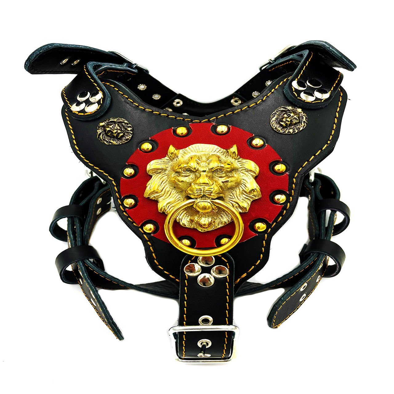 Black ''Nemean'' Lion Leather Dog Collar