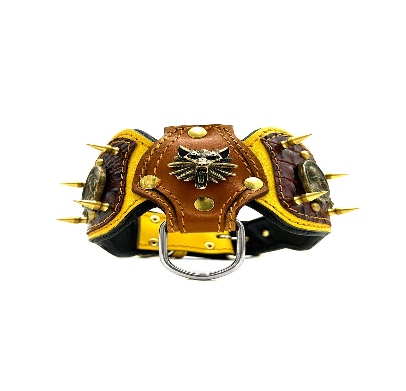 Crocodile Embossed Spiked Luxury Leather Dog Collar