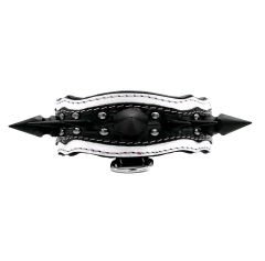 Huge Spiked Crocodile Embossed Handmade Leather Dog Collar M - White-Black