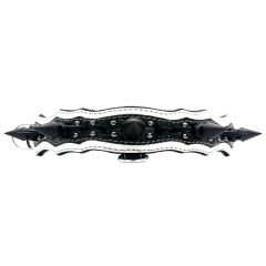 Huge Spiked Crocodile Embossed Handmade Leather Dog Collar M - White-Black