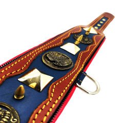 Brown-Navy Blue ''Zeus'' Leather Dog Collar