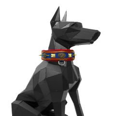 Brown-Navy Blue ''Zeus'' Leather Dog Collar