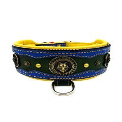 Blue-Dark Green ''Fenrir'' Leather Dog Collar