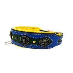 Blue-Dark Green ''Fenrir'' Leather Dog Collar