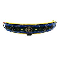 Blue-Dark Green ''Fenrir'' Leather Dog Collar
