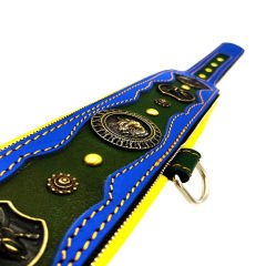 Blue-Dark Green ''Fenrir'' Leather Dog Collar