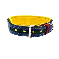 Blue-Dark Green ''Fenrir'' Leather Dog Collar