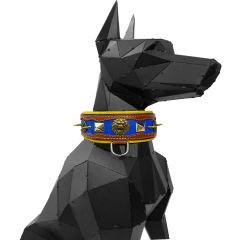 Brown-Dark Blue ''Hercules'' Spiked Leather Dog Collar