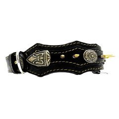 Spiked Bear Headed Handmade Leather Dog Collar