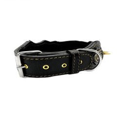 Spiked Bear Headed Handmade Leather Dog Collar