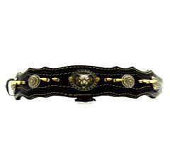Spiked Bear Headed Handmade Leather Dog Collar