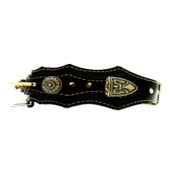 Spiked Bear Headed Handmade Leather Dog Collar