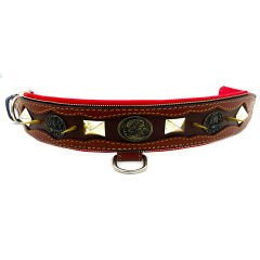Brown ''Zeus'' Spiked Leather Dog Collar