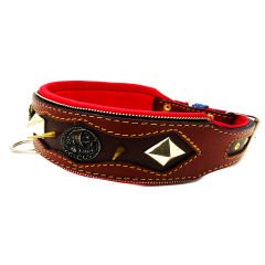Brown ''Zeus'' Spiked Leather Dog Collar