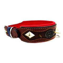 Brown ''Zeus'' Spiked Leather Dog Collar