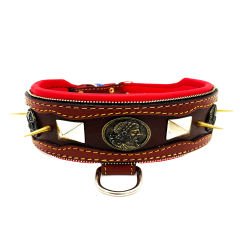 Brown ''Zeus'' Spiked Leather Dog Collar