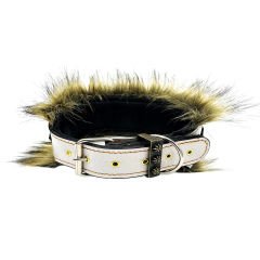 White-Brown ''King Lion'' Leather Dog Collar