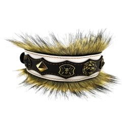 White-Brown ''King Lion'' Leather Dog Collar