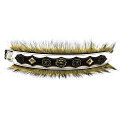White-Brown ''King Lion'' Leather Dog Collar