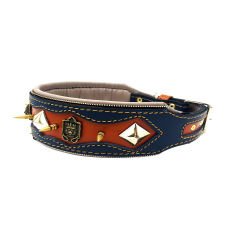 Brown ''Apollon'' Spiked Reflected Leather Dog Collar