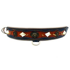 Brown ''Apollon'' Spiked Reflected Leather Dog Collar