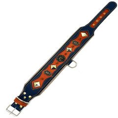 Brown ''Apollon'' Spiked Reflected Leather Dog Collar