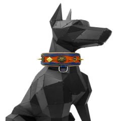 Brown ''Apollon'' Spiked Reflected Leather Dog Collar