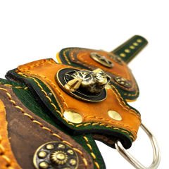 Dark Green-Mustard Pitbull Leather Dog Collar