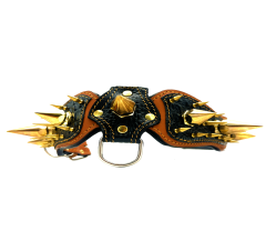 Big Spiked Crocodile Embossed Luxury Leather Dog Collar