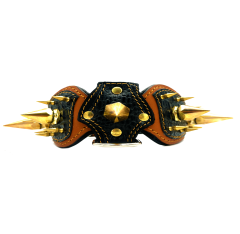 Big Spiked Crocodile Embossed Luxury Leather Dog Collar