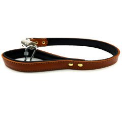 Brown-Black Long Leather Dog Leash