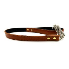 Brown-Black Long Leather Dog Leash