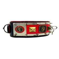 Red-Black ''Venom'' Leather Dog Collar