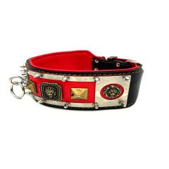 Red-Black ''Venom'' Leather Dog Collar