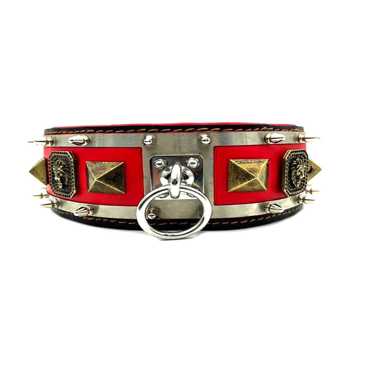 Red-Black ''Venom'' Leather Dog Collar