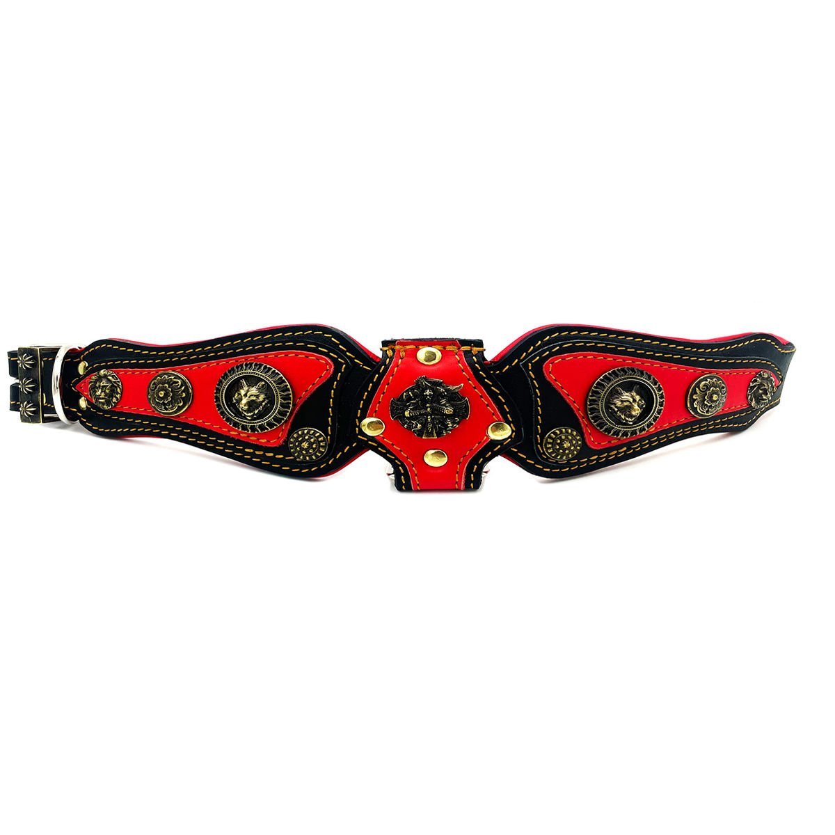 Red-Black ''Butterfly'' Leather Dog Collar