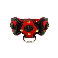 Red-Black ''Butterfly'' Leather Dog Collar