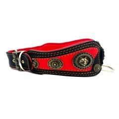 Red-Black ''Butterfly'' Leather Dog Collar