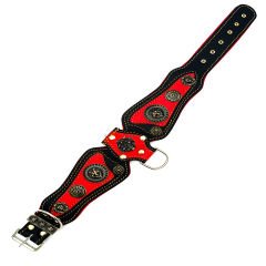 Red-Black ''Butterfly'' Leather Dog Collar