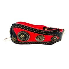 Red-Black ''Butterfly'' Leather Dog Collar