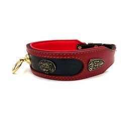 Black-Red ''Castle'' Leather Dog Collar