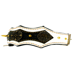 Black-White Spiked Viking Handmade Leather Dog Collar