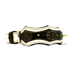 Black-White Spiked Viking Handmade Leather Dog Collar